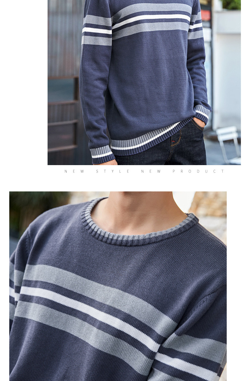 Quần áo Tiancheng 2019 mùa xuân mới cho nam áo len cổ tròn xu hướng Áo len sọc cotton Hàn Quốc áo nam đẹp
