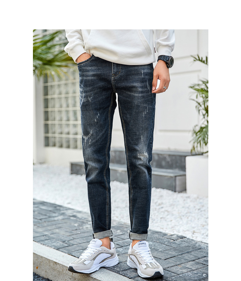 Quần áo Tiancheng 2018 mùa đông quần jean nam trẻ trung phiên bản Hàn Quốc của quần mid eo cũ thẳng quần ống rộng nam