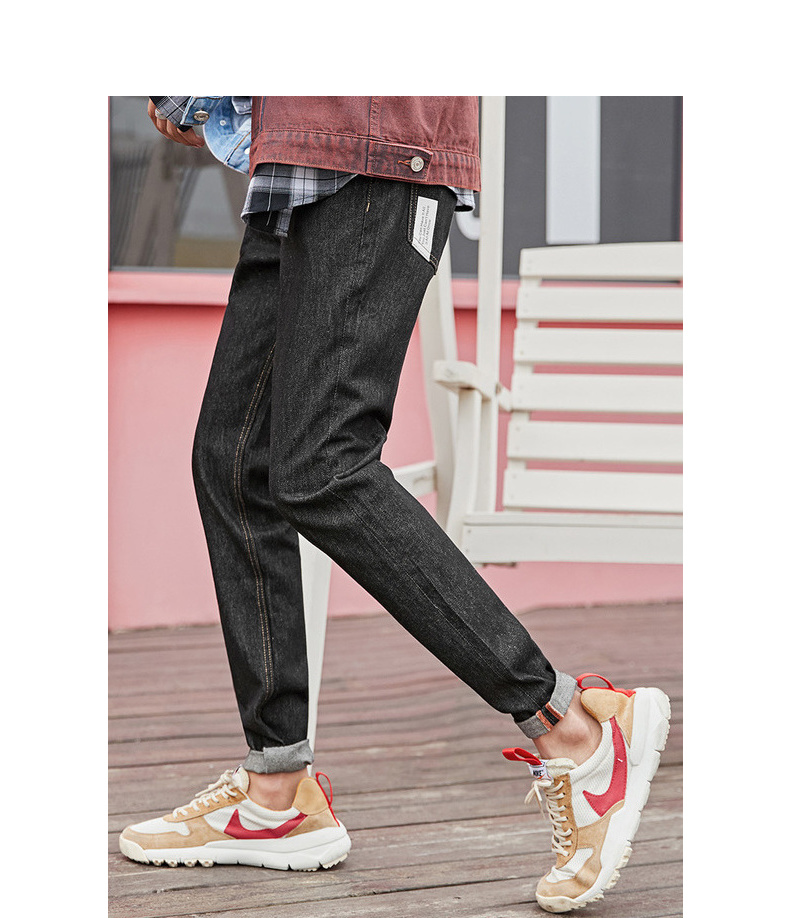 Quần áo Tiancheng 2018 mùa đông mới quần denim nam phiên bản Hàn Quốc khoét lỗ ở eo quần xu hướng sinh viên trẻ quần ống rộng nam