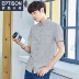 Quần áo Tiancheng 2018 mùa hè mới ngắn tay áo sơ mi nam xu hướng Hàn Quốc phiên bản của bông và vải lanh đơn giản đẹp trai thanh niên áo áo sơ mi nam ngắn tay hàng hiệu Áo
