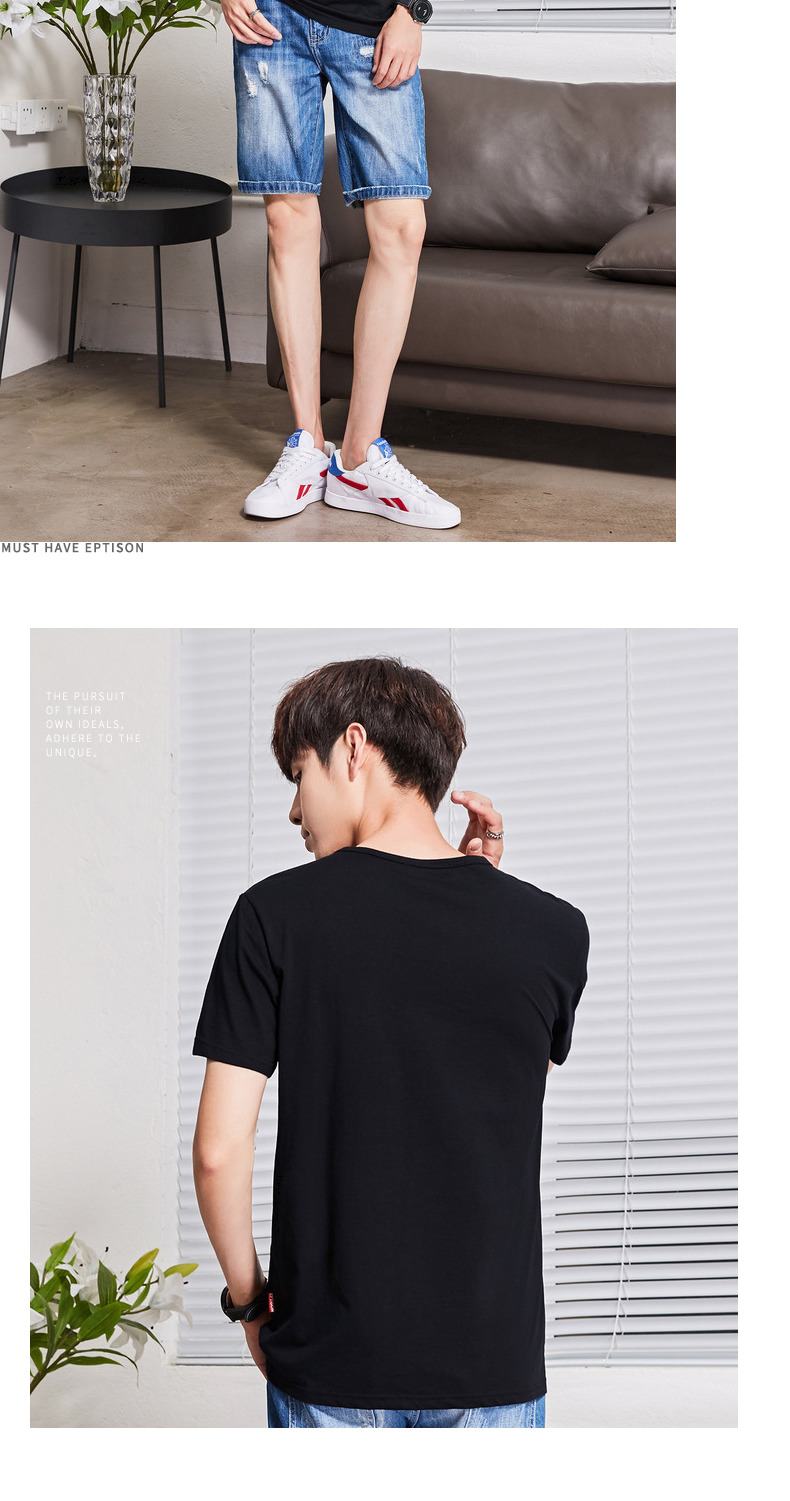 Quần áo Tiancheng 2019 hè mới cho nam áo thun ngắn tay xu hướng phiên bản Hàn Quốc của cotton cổ tròn nam tính từ bi áo thun polo nam