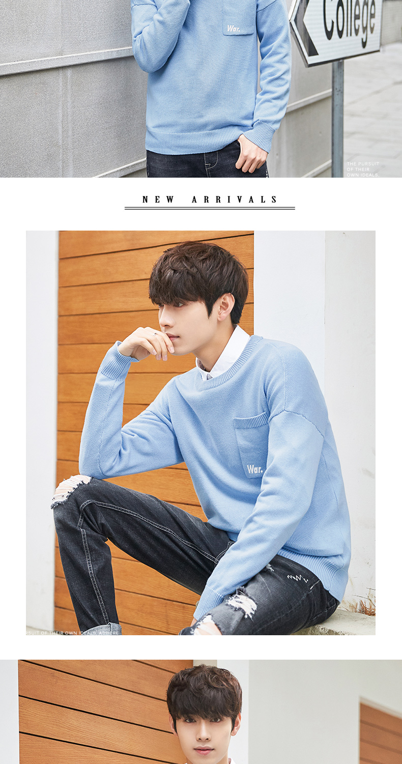 Quần áo Tiancheng 2019 xuân mới nam áo len cotton cổ tròn puller phiên bản Hàn Quốc của xu hướng áo len nam áo thể thao