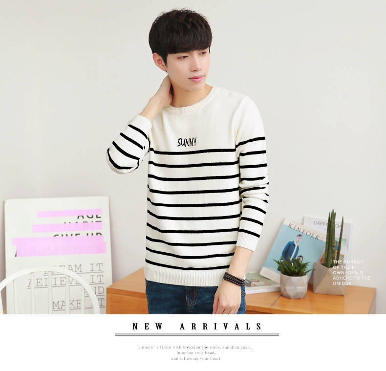 Quần áo Tiancheng 2019 xuân mới dòng áo len nam xu hướng Hàn Quốc cổ tròn cotton đáy quần áo len trẻ trung áo len nam hàn quốc