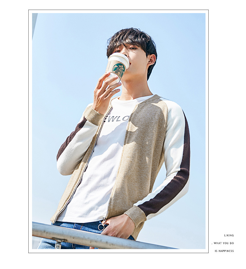 Quần áo Tiancheng 2019 xuân mới áo len nam áo len cardigan phiên bản Hàn Quốc của áo len nam trẻ trung hoang dã áo len nam cổ tim
