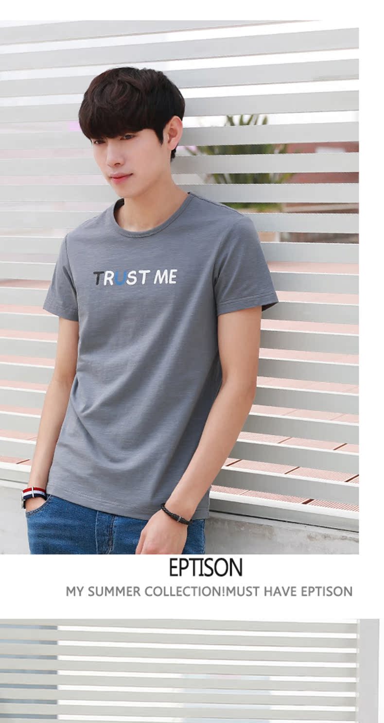 Quần áo áo thun nam tay ngắn Tiancheng 2019 hè mới Hàn Quốc thời trang in trẻ trung thủy triều nam cổ tròn từ bi áo thun trắng trơn