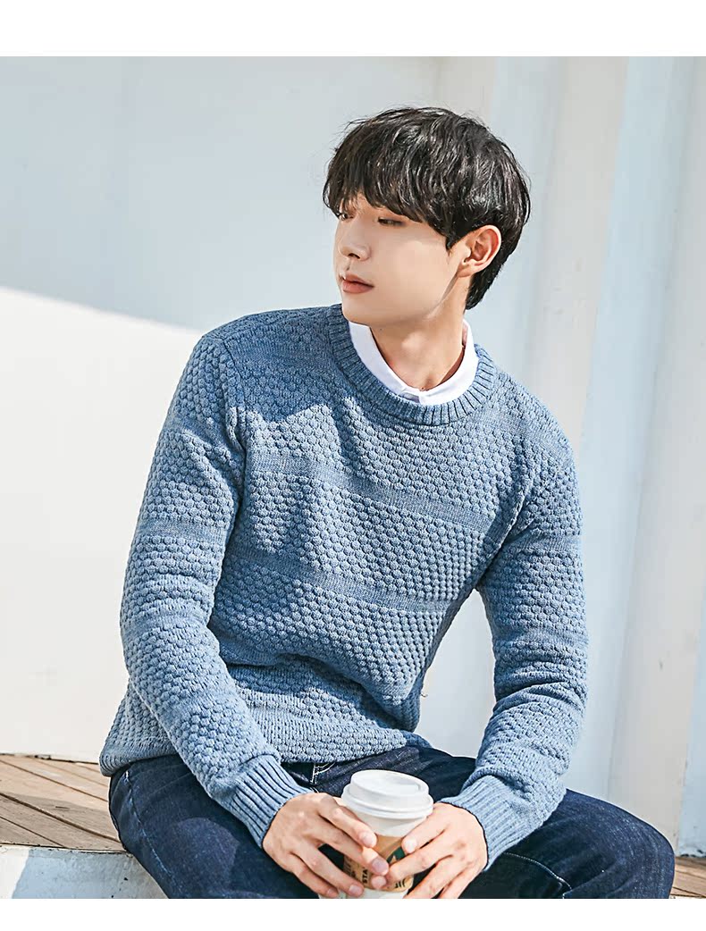 Quần áo Tiancheng xuân mới áo len phiên bản Hàn Quốc của vòng cổ jacquard áo khoác đầu thủy triều áo len nam quần áo thể thao