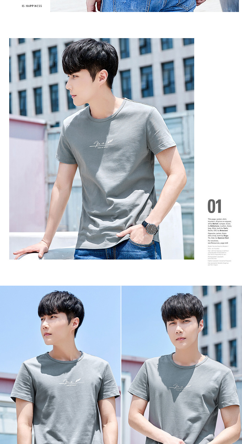 Sản phẩm quần áo Tiancheng 2019 hè mới cho nam áo thun ngắn tay cotton cổ tròn phiên bản Hàn Quốc của áo sơ mi màu trơn Slim đáy áo thun unisex