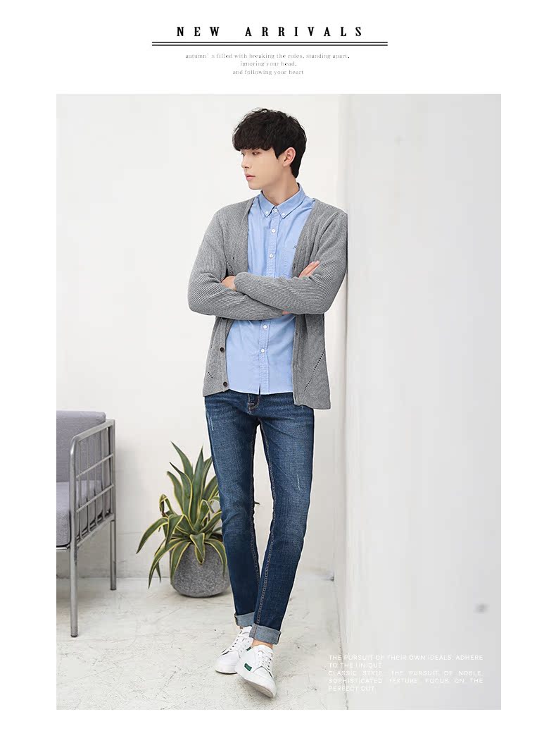 Sản phẩm quần áo Tiancheng xuân mới nam áo len cổ chữ V xu hướng phiên bản Hàn Quốc của áo khoác trẻ trung áo len cardigan vest nam
