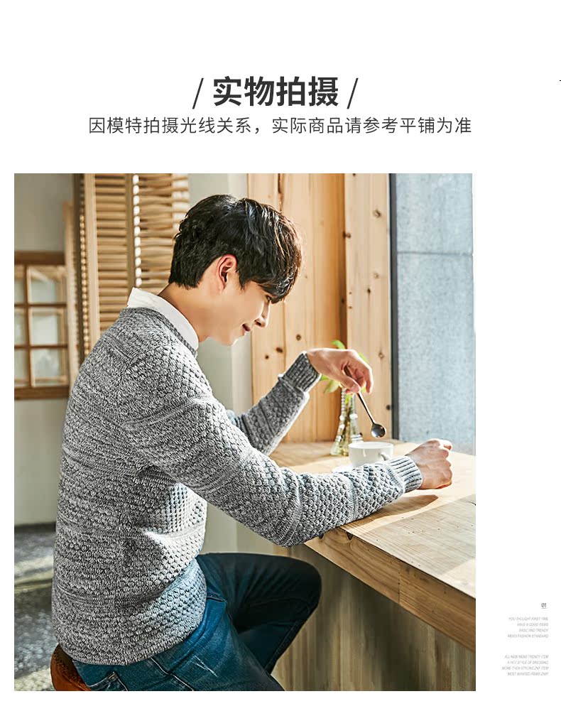 Quần áo Tiancheng xuân mới áo len phiên bản Hàn Quốc của vòng cổ jacquard áo khoác đầu thủy triều áo len nam quần áo thể thao