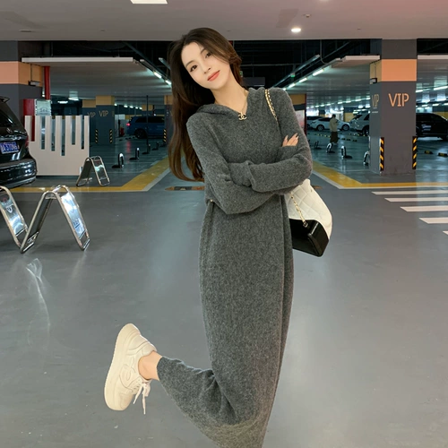 Трикотажное трикотажное платье, юбка, оверсайз, свободный крой