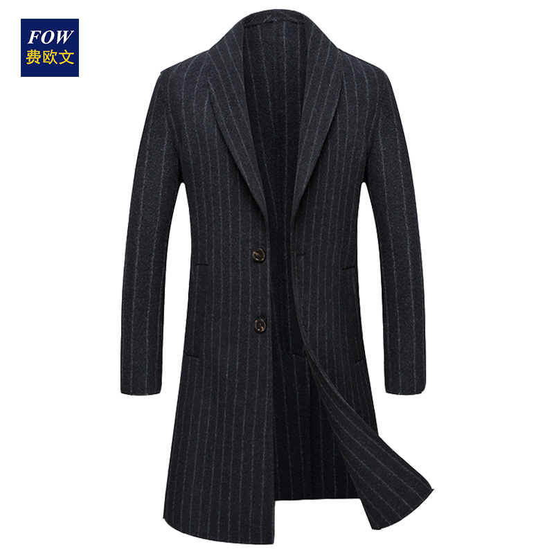 100% woolen coat men's winter new mid-length double-sided woolen lapel cashmere coat woolen coat men's coat