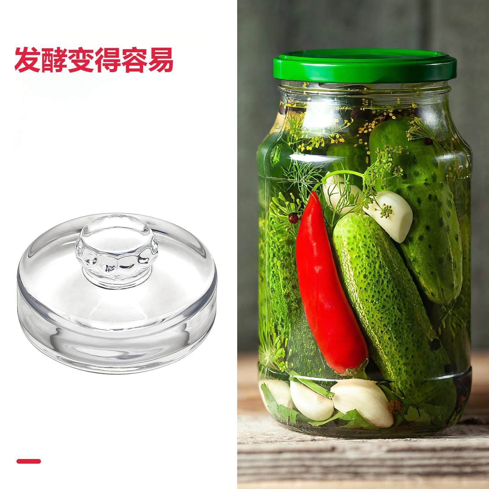 Mason Jar Wide-Mouth Canning Jar Durable Glass Weighted Easy-Grip Handle Glass Weight Fermentation Pickling Kit