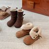 Children's Cotton Shoes, Girls' Snow Boots, Winter Girls' Fashionable and Stylish Two-Wear Boots, Melard Fleece-Lined Warm Leather Boots