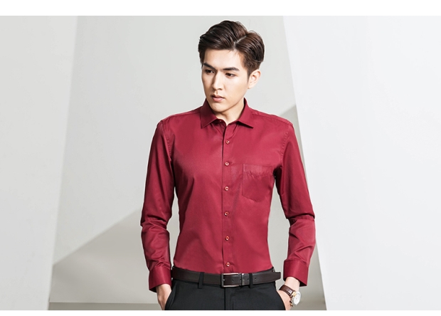 Yi Wen nam dài tay áo sơ mi trắng mỏng Hàn Quốc kinh doanh áo chuyên nghiệp màu rắn giản dị kích thước lớn dụng cụ inch áo sơ mi nam sọc