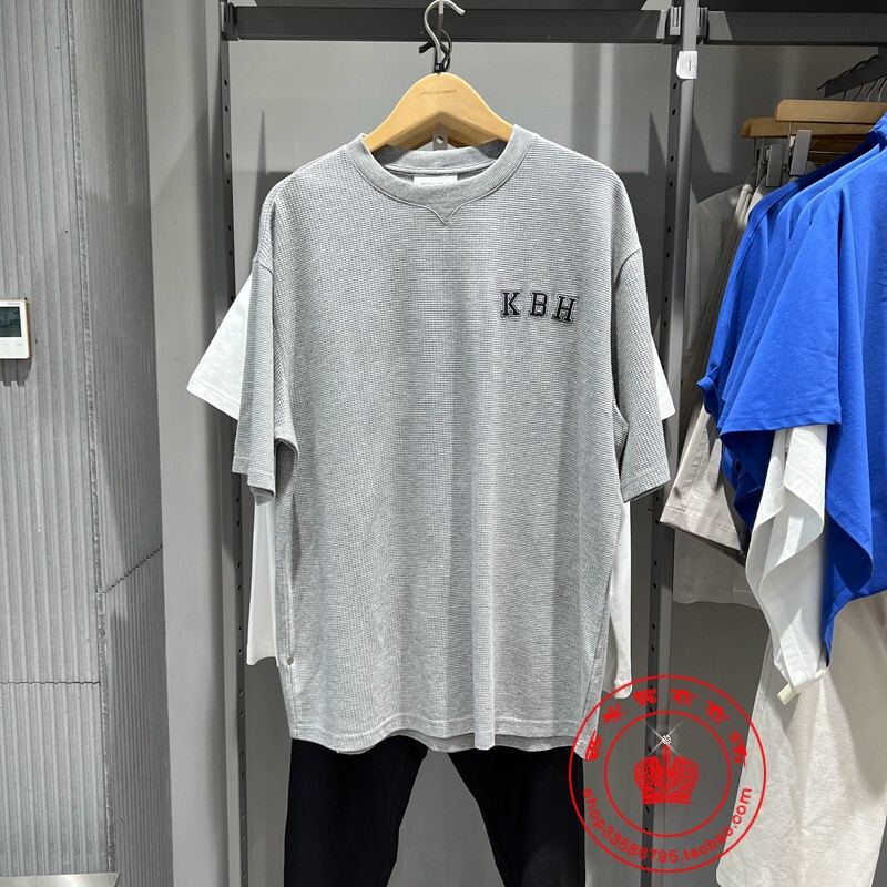 Jack Jones Summer Men's Business Casual Letter Embroider Decoration Waffle Loose and Comfortable T-Shirt 222201145