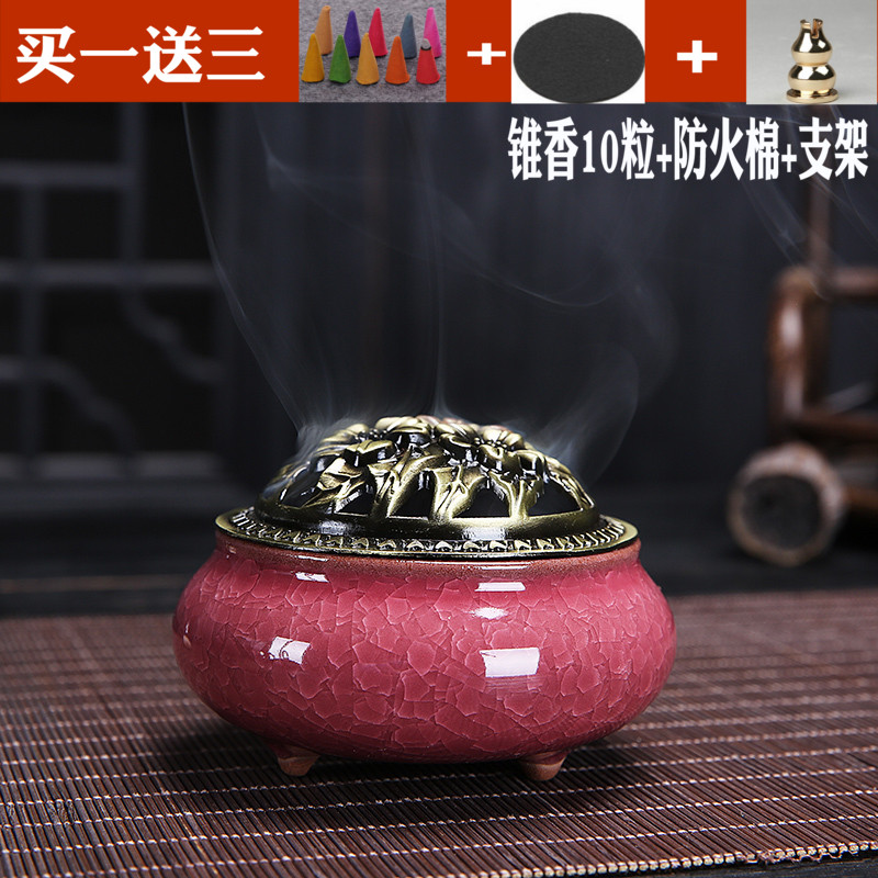Ring incense box mini home bedroom decoration agarwood incense furnace antique lavender incense decoration three-legged furnace plum green