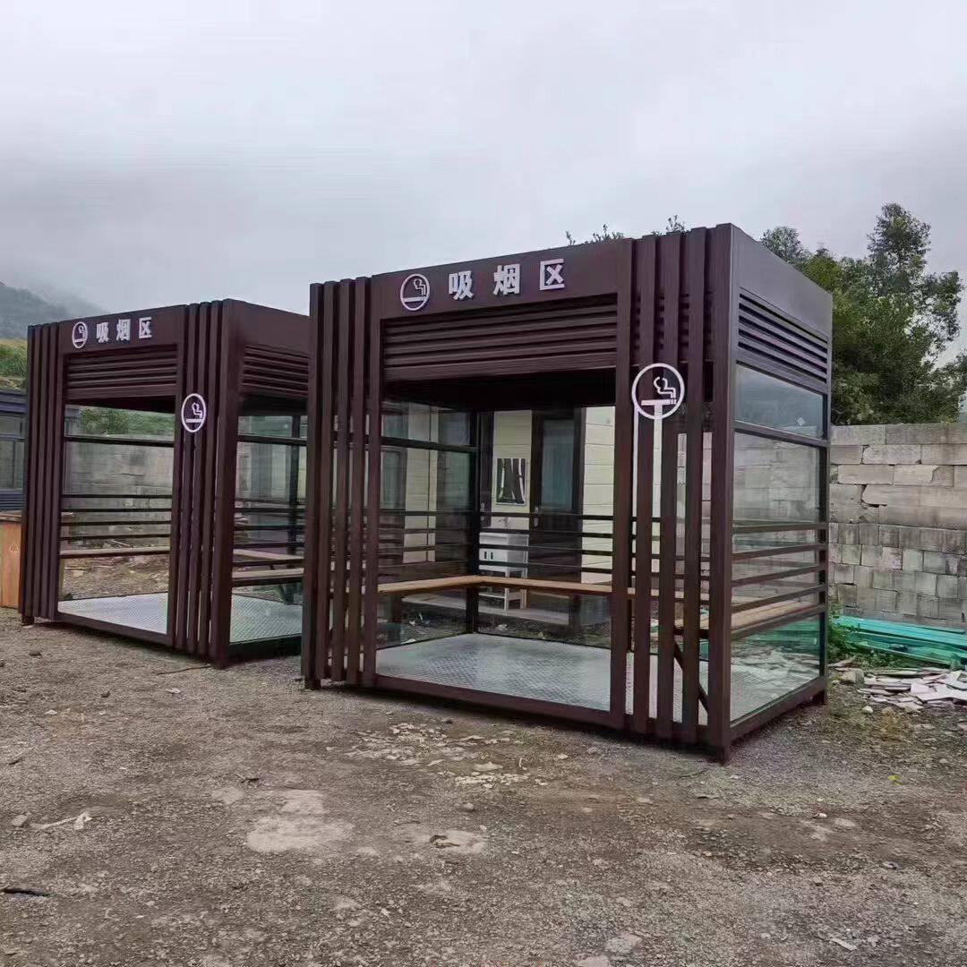 Киоски курить 玻璃吸烟亭厂区户外移动成品吸烟室休息区岗亭可定制移动吸烟亭 Chico