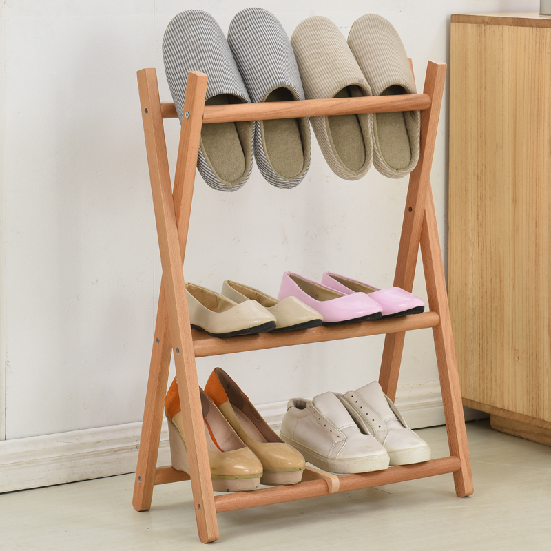 Small shoe rack storage artifact multi-layer simple solid wood shoe holder space-saving dust-proof door Japanese-style Nordic storage rack