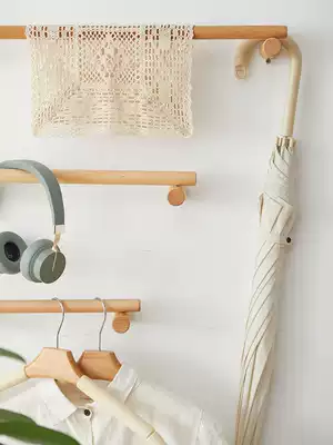 Wall-mounted solid wood hanger Bed and breakfast wall log wooden coat rack Japanese-style creative kitchen powder room towel rack