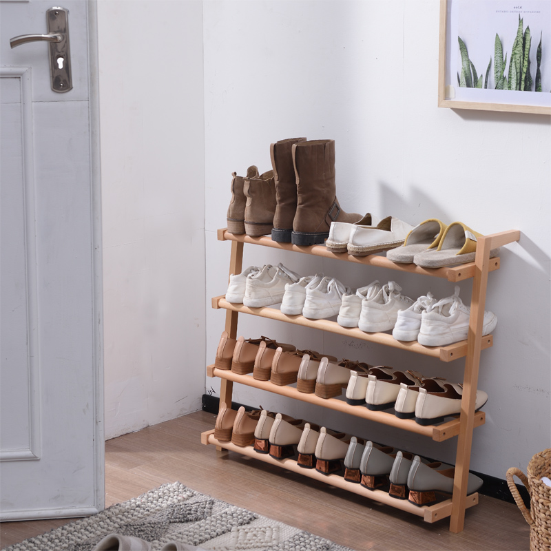 Nordic shoe rack Easy home Small and narrow provincial space Multi-layer creative minimalist solid wood storage doorway Japanese shoe rack