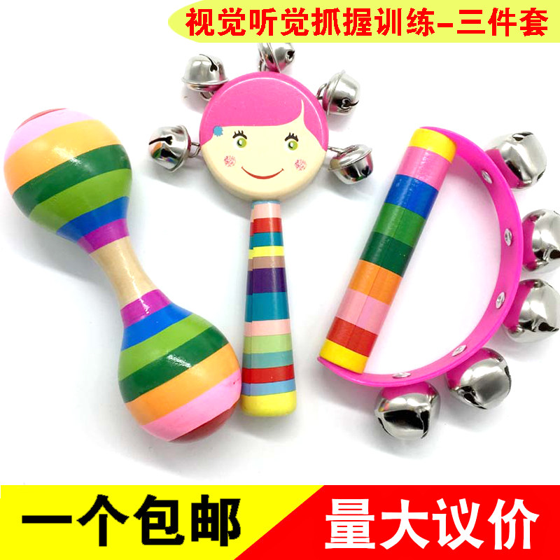 Wooden Hand Rocking Bell Infant Music Toy Semi-circle Hand Bell Grip Subells Orfu Dance Instruments