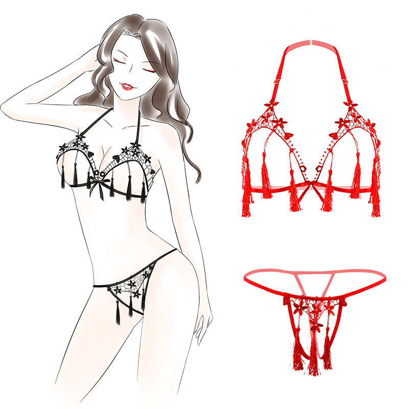 Love Lingerie Sexy Streaming Su Uniform Three-point Style Pajamas Free of Passion Suit Transparent Blood Trickling-in-the-Pants