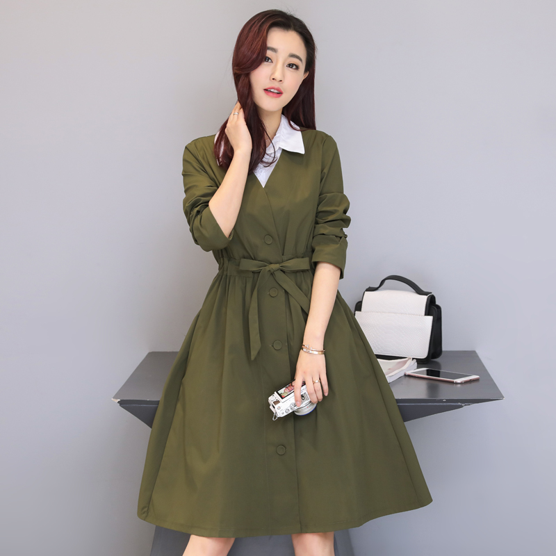 Windcoat hai mảnh thiết lập năm 2019 mùa xuân váy mới áo của phụ nữ Hàn Quốc phiên bản của 100 gói áo khoác thủy triều dài eo mỏng của phụ nữ