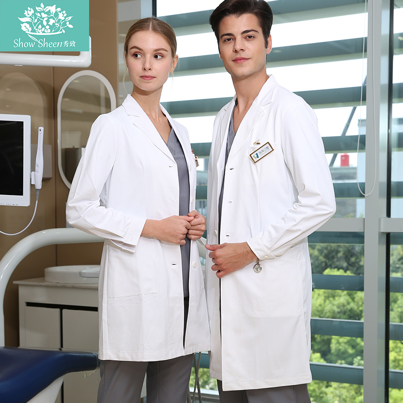 Xiuzhi high-end long-sleeved white coat work clothes women's custom logo printing medical beauty plastic surgery hospital chemical training clothes