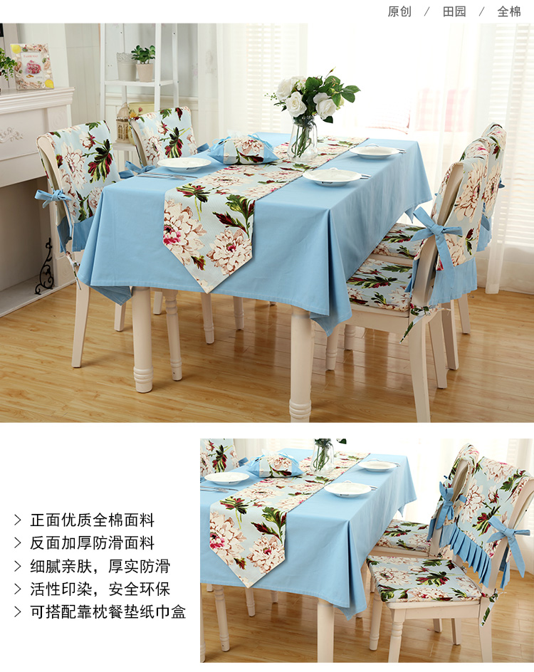 Mục vụ phong cách bàn vải ghế bọc đệm đặt bông và vải lanh bàn tròn cà phê bàn ​​vải ghế tựa lưng khăn trải bàn trang trí