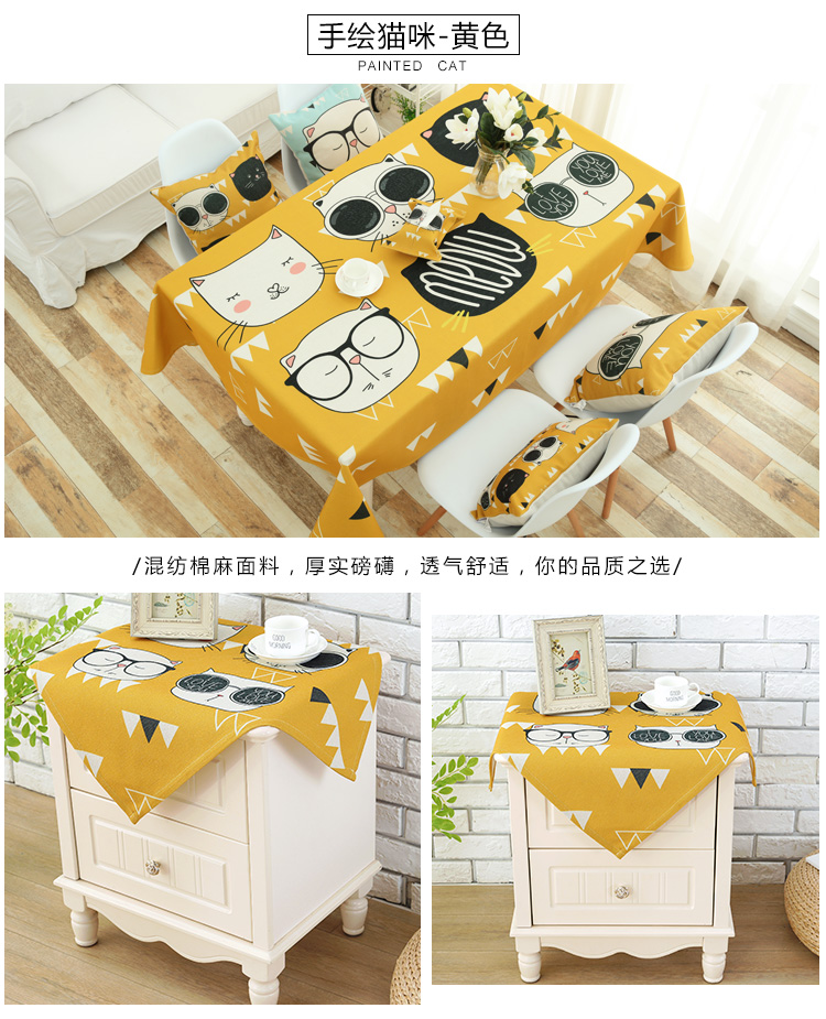 Trẻ em hoạt hình khăn trải bàn đầu giường khăn trải bàn dễ thương bàn cà phê vải cotton lanh nghệ thuật bàn bàn vải mẫu giáo khăn trải bàn khăn trải bàn cao cấp