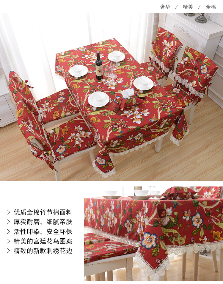 Bông vải bảng vải che khăn châu Âu và Mỹ phong cách phong cách vườn Trung Quốc bàn cà phê khăn trải bàn vải bán kính lễ hôn nhân bằng gỗ hồng - Khăn trải bàn khăn trải bàn chống thấm