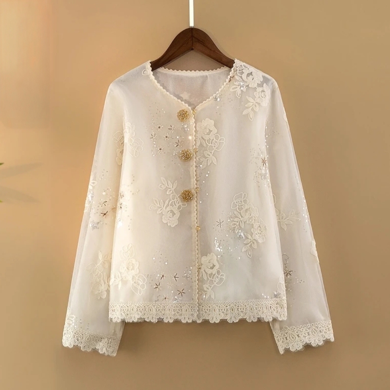 Summer 2025 New Chinese Style Jacket for Women, New Chinese Style Loose Round Neck Thin Embroidered Top Jacket Summer 2025 New Chinese Style Jacket for Women, New Chinese Style Loose Round Neck Thin Embroidered Top Jacket