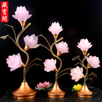 Three items of glazed lamp Buddhist hall Buddha for lamp led seven color lotus lamp Buddha for lamp Buddha lamp chaetheon lamp Changming lamp