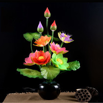 Furnishing flower light bonsai flower pots planted with colorful fiber Buddha front lotus lamp lotus lamp LED Nine pint Buddha for flowers