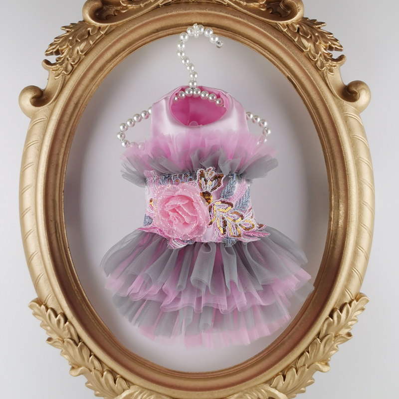 3D three-dimensional flower pet dress, dog dress, wedding dress, Teddy clothes, cat clothes, custom-made Bichon Frize dress