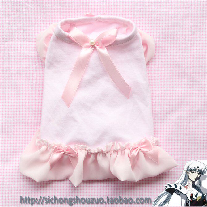 Special offer Japanese sweet pink chiffon T-shirt bottoming shirt pet clothing pet clothes cat dog clothes