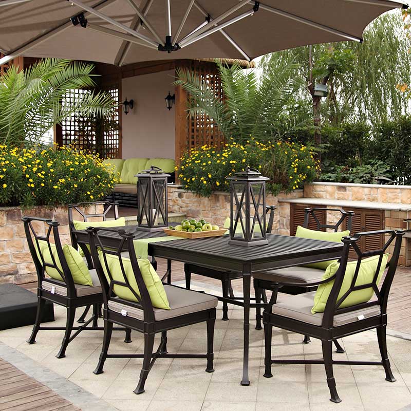 Fivan Outdoor Home innate Biscus Cast Aluminum Table Chairs Combined Villa Mansion Garden Courtyard A Table Six Chair Promotions