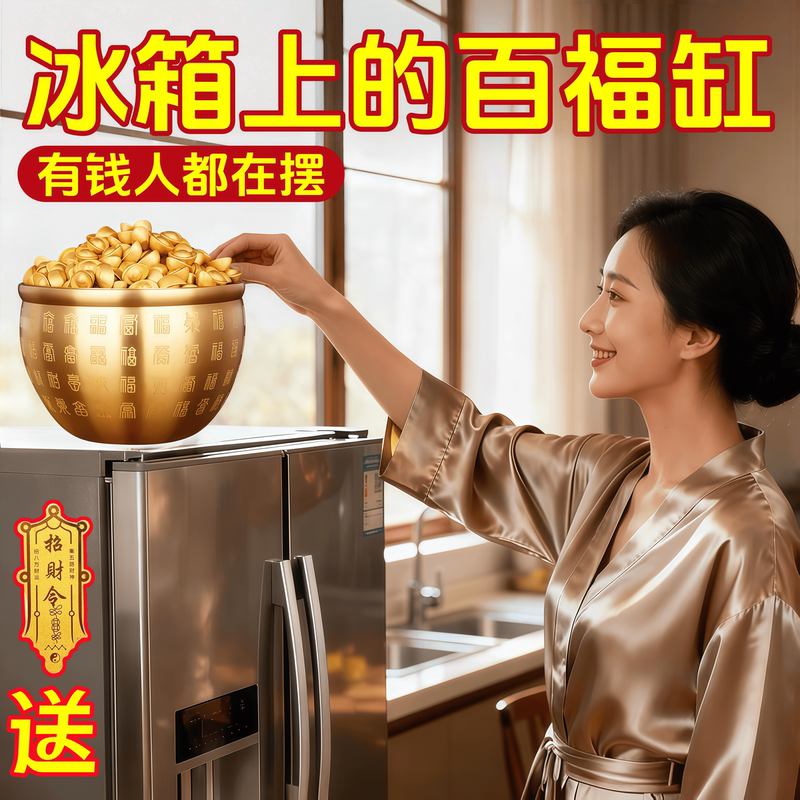 Brass Money Jar on the Refrigerator, Made of Pure Brass, Attracts Wealth and Prosperity, Money Storage Jar, Treasure Bowl, Decorative Ornament Brass Money Jar on the Refrigerator, Made of Pure Brass, Attracts Wealth and Prosperity, Money Storage Jar, Treasure Bowl, Decorative Ornament
