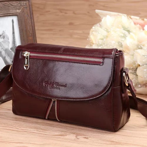 Коралловая кожаная сумка через плечо, сумка на одно плечо, небольшая сумка, из натуральной кожи