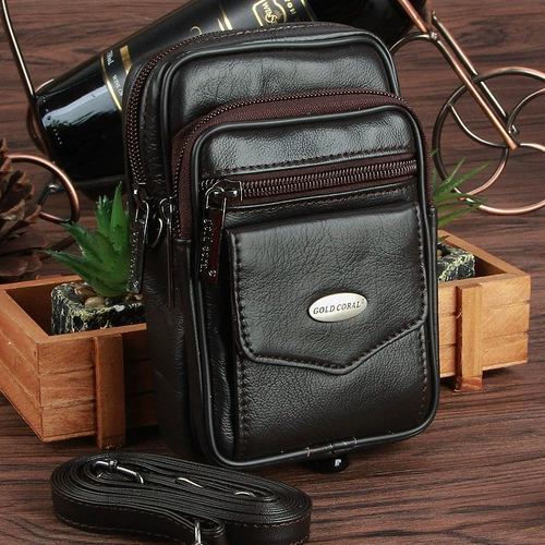 Коралловая кожаная поясная сумка, небольшой ремешок для сумки, воловья кожа, 5.3 дюймов, 5.5 дюймов