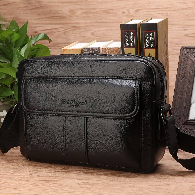 New Head Layer Bull Leather Single Shoulder Bag Men Genuine Leather Business Casual Bag Inclined Satchel satchel Large capacity IPAD Bauman