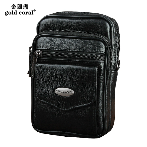 Коралловая кожаная поясная сумка, небольшой ремешок для сумки, воловья кожа, 5.3 дюймов, 5.5 дюймов