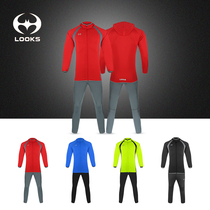Lux fall male and female football clothing suit running fitness suit Sport long pants Lido hat Weater jacket 595