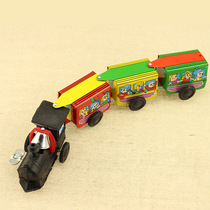 Post-80s nostalgic retro tin toy clockwork iron train with three carriages boutique toy store