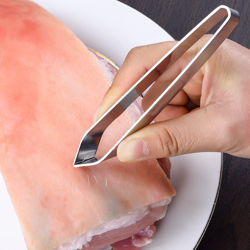 Pliers stainless steel oblique hair puller fish bone pliers pull pig hair chicken hair clip kitchen tweezers pull duck hair pull fish