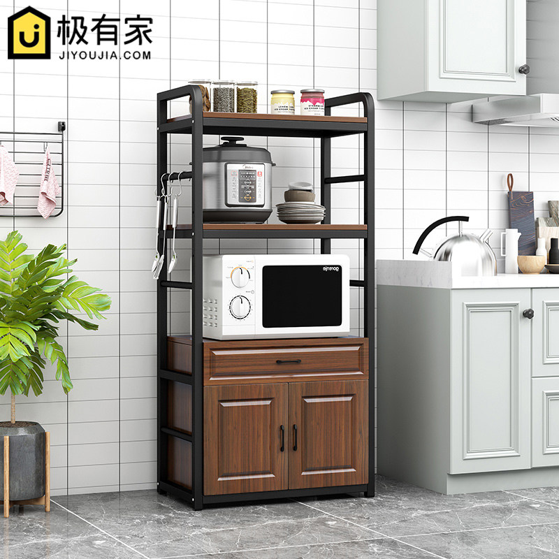 European-style Kitchen Containing Microwave Oven Shelf Home Floor Multilayer Oven Intake Cabinet With Drawer Seasoned Tank Shelf