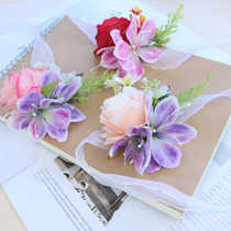 Korean forest style wedding groom bride groomsmen bridesmaid corsage wrist flower sister group hand flower opening meeting corsage