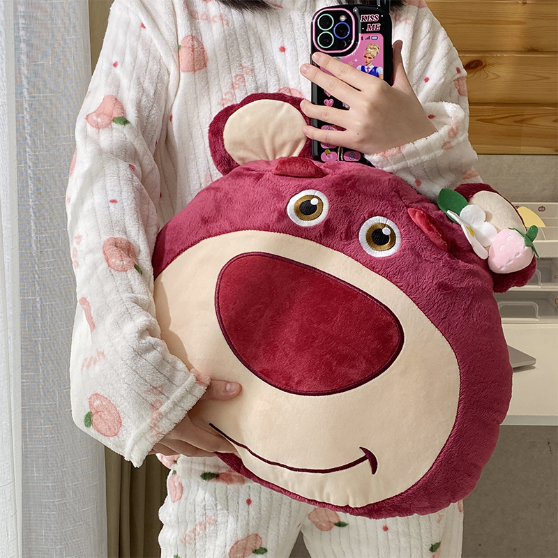 Genuine cute strawberry bear super soft cute pillow plush toy doll sofa cushion sleeping pillow large female gift