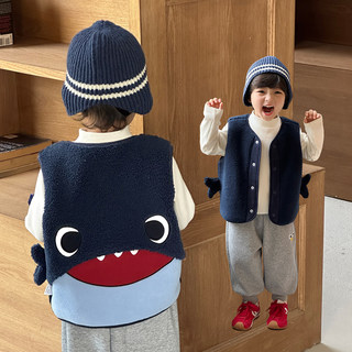 Autumn and winter boys' cartoon polar fleece vest thickened