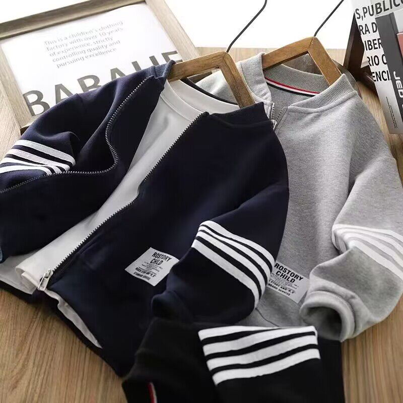 Spring boys' baseball uniform jacket zipper cardigan sweatshirt